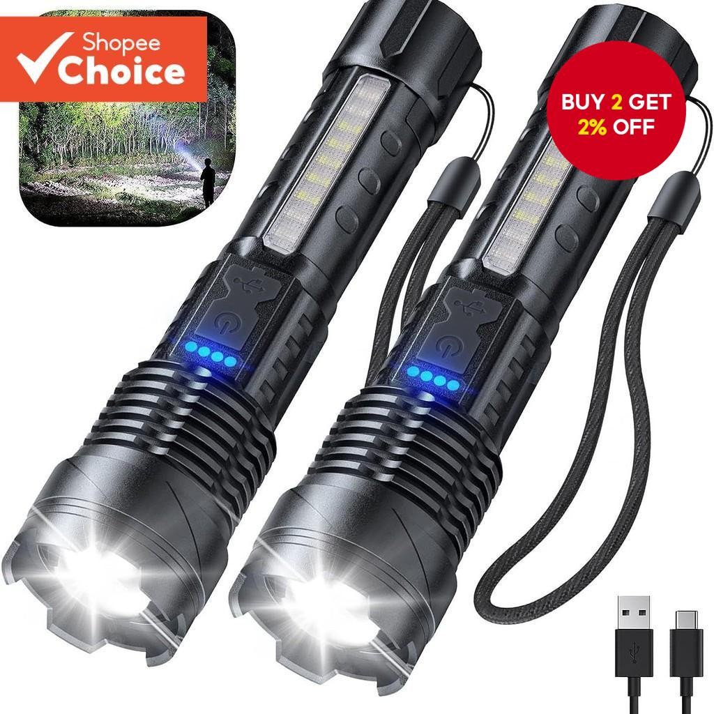 XHP50+COB flashlight USB charging zoom power display outdoor emergency ...