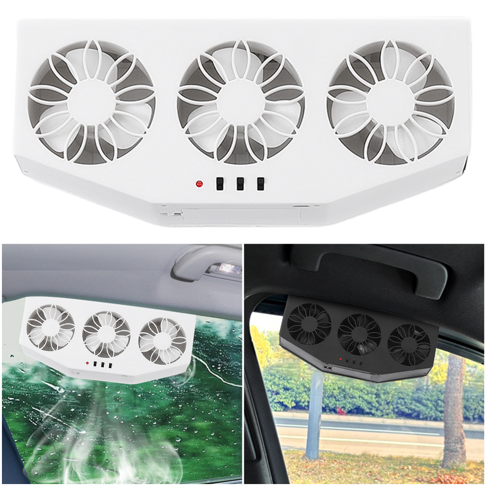 sportfront Solar Powered Car Radiator Cooling Fan with 3 Air Outlets ...