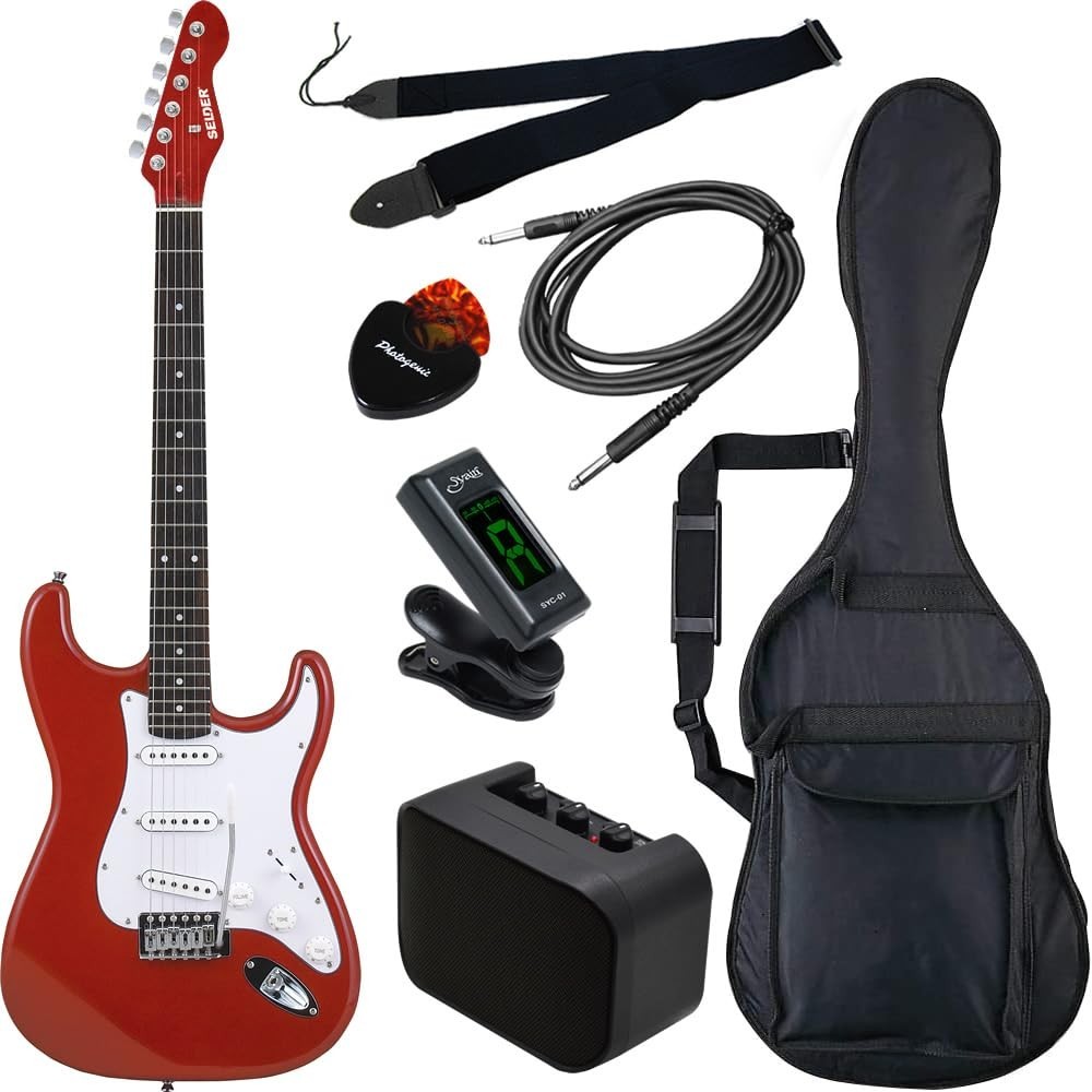 Amazon.co.jp: Selder ST-16 Stratocaster-Type Electric Guitar, Sakura  Instruments Original Beginner's Instructional 13-Piece Set : Musical  Instruments