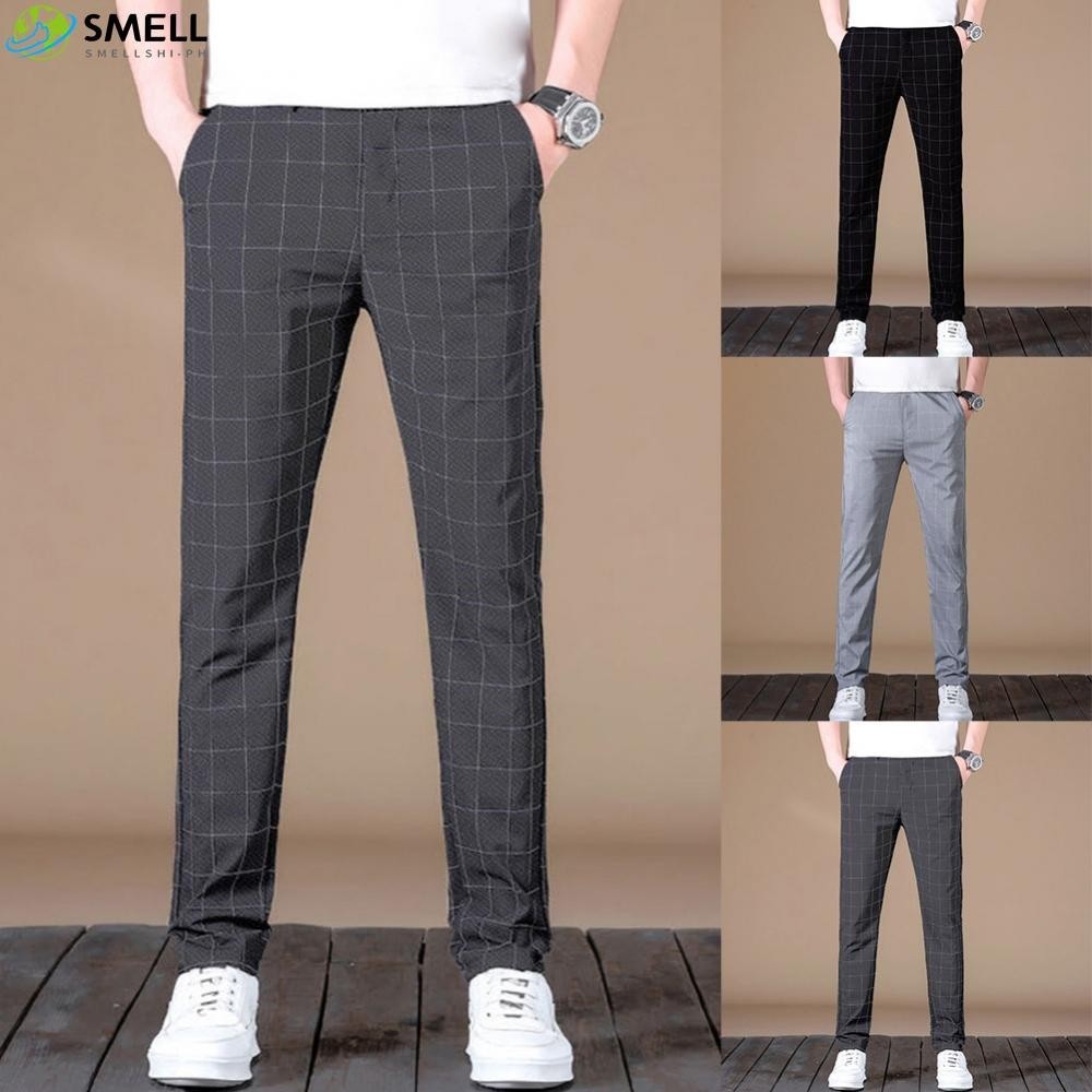 SMELLSH Pants Pencil Plaid Slim Fit Work Dress Pants Formal Long Trousers Affordable High Quality Products Shopee Philippines