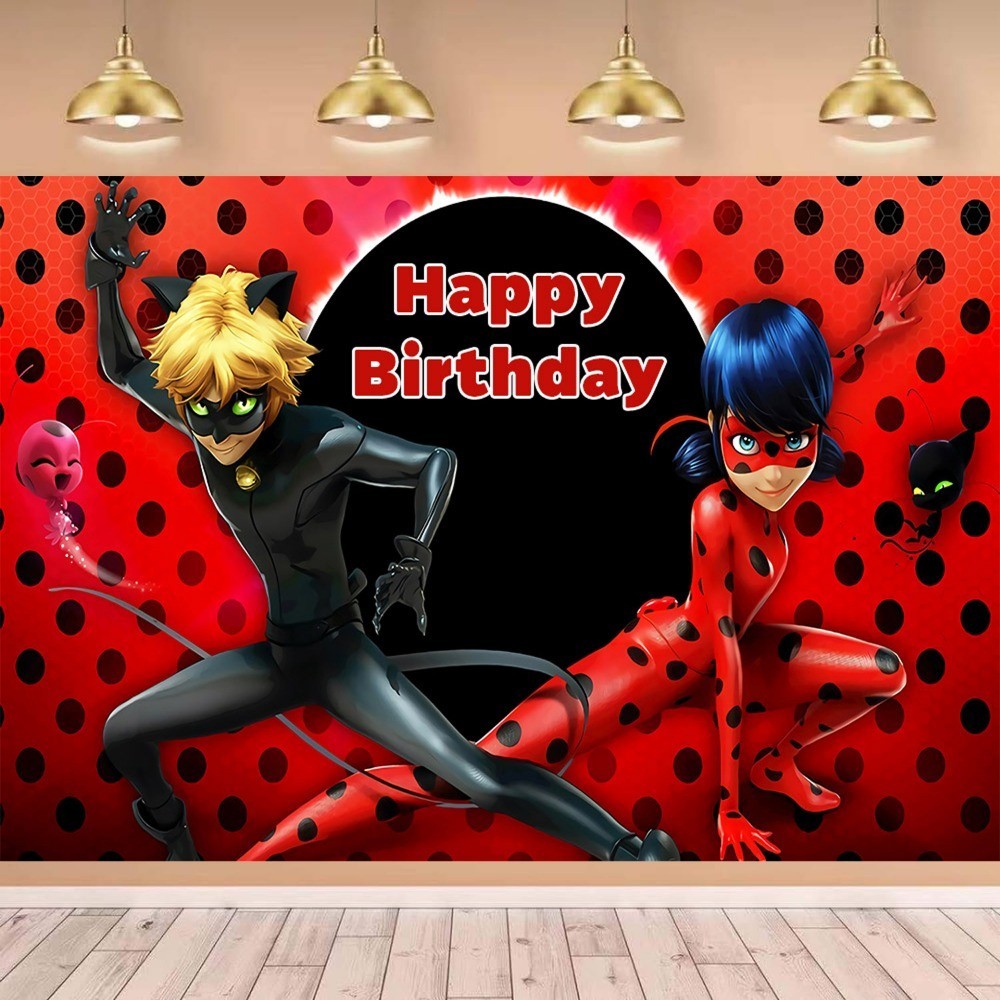 Lady-bug Birthday Banner Backdrop Red Girl Theme Decoration Photography ...