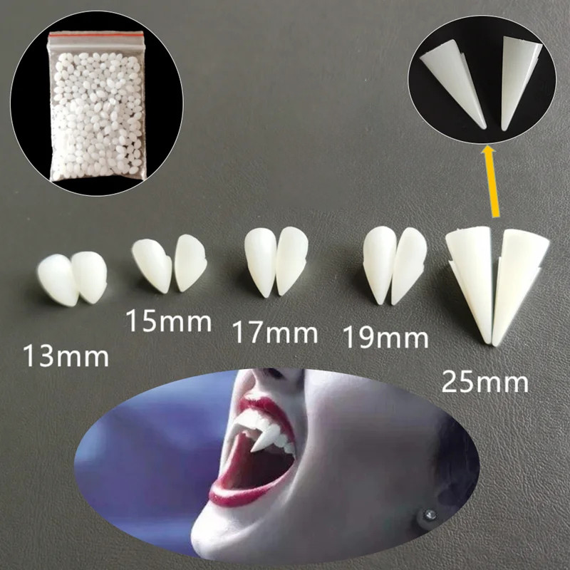 Resin Vampire Teeth Fangs Halloween Props Diy Teeth Plus Glue Teeth ...