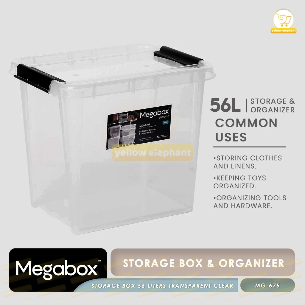 MG-675 MegaBox Storage & Organizer Box 56 liters - Transparent Clear ...