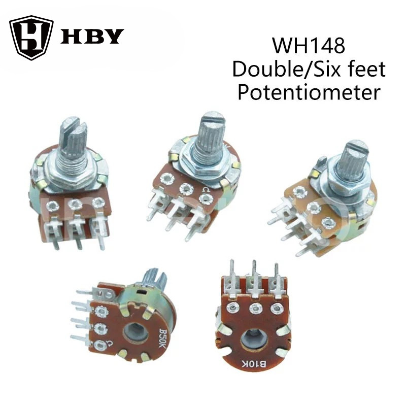 1-5Pcs WH148 1K 2K 5K 10K 20K 50K 100K 500K Shaft Amplifier Dual Stereo ...