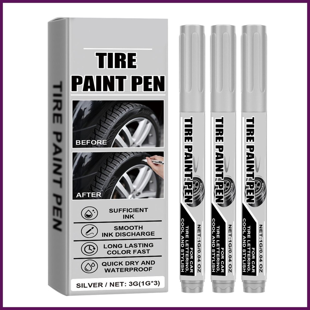 For SUVs Tire Lettering Paint Pen Auto Tire Silver Paint Pen Safe and