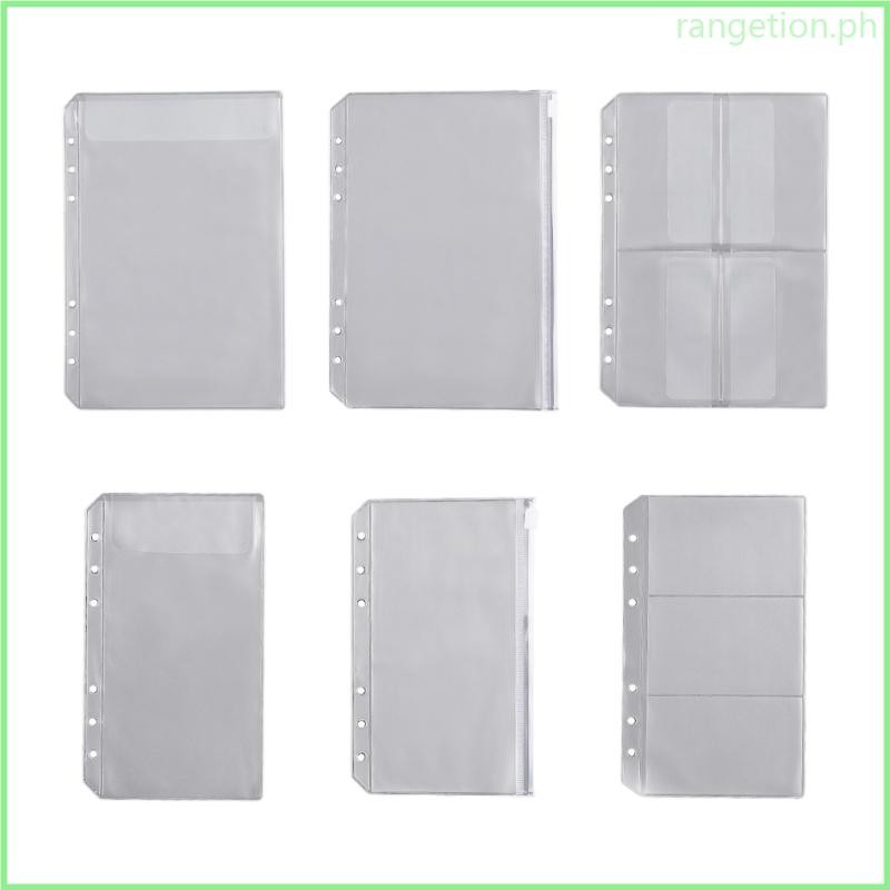 RAN 10 Pieces A5 Binder A6 Binder Cover Clear PVC Zipper Binder Pockets