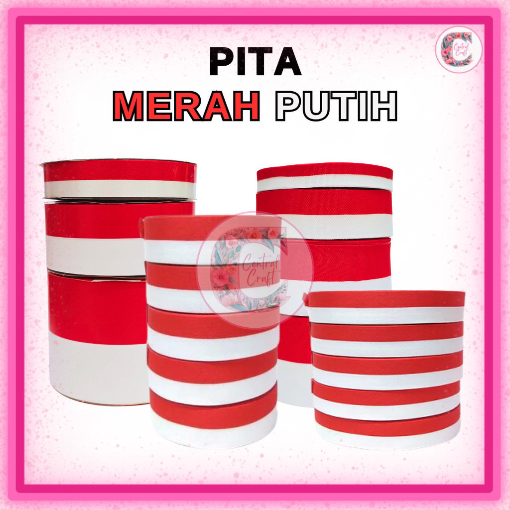 MERAH Plastic Japanese gift ribbon Red and White Ribbon / Flag Ribbon 1 ...