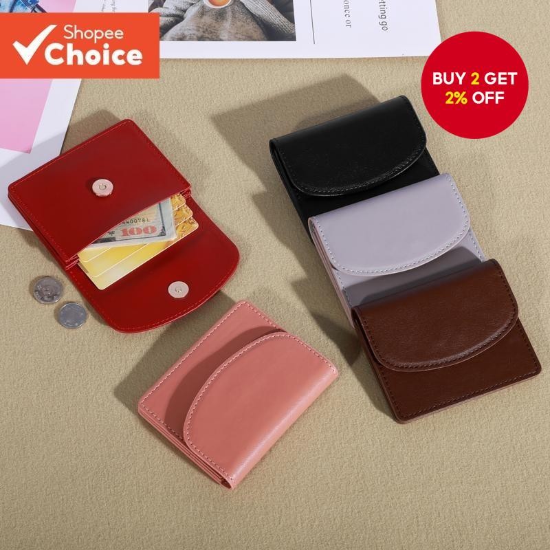 Ladies Pu Leather Elegant Simple Short Coin Wallets Purse Commute ...