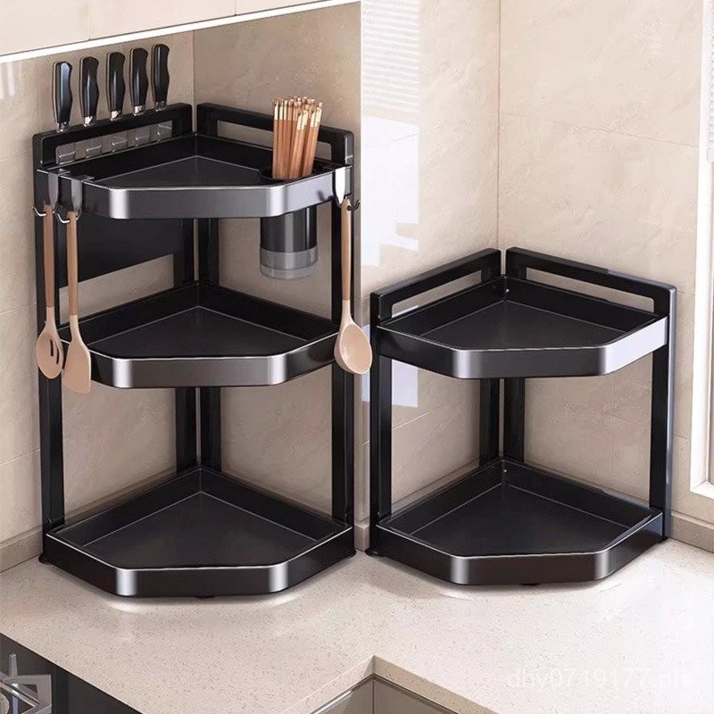 Spice Rack Corner Triangle Shelf Countertop Seasoning Multi-Functional ...