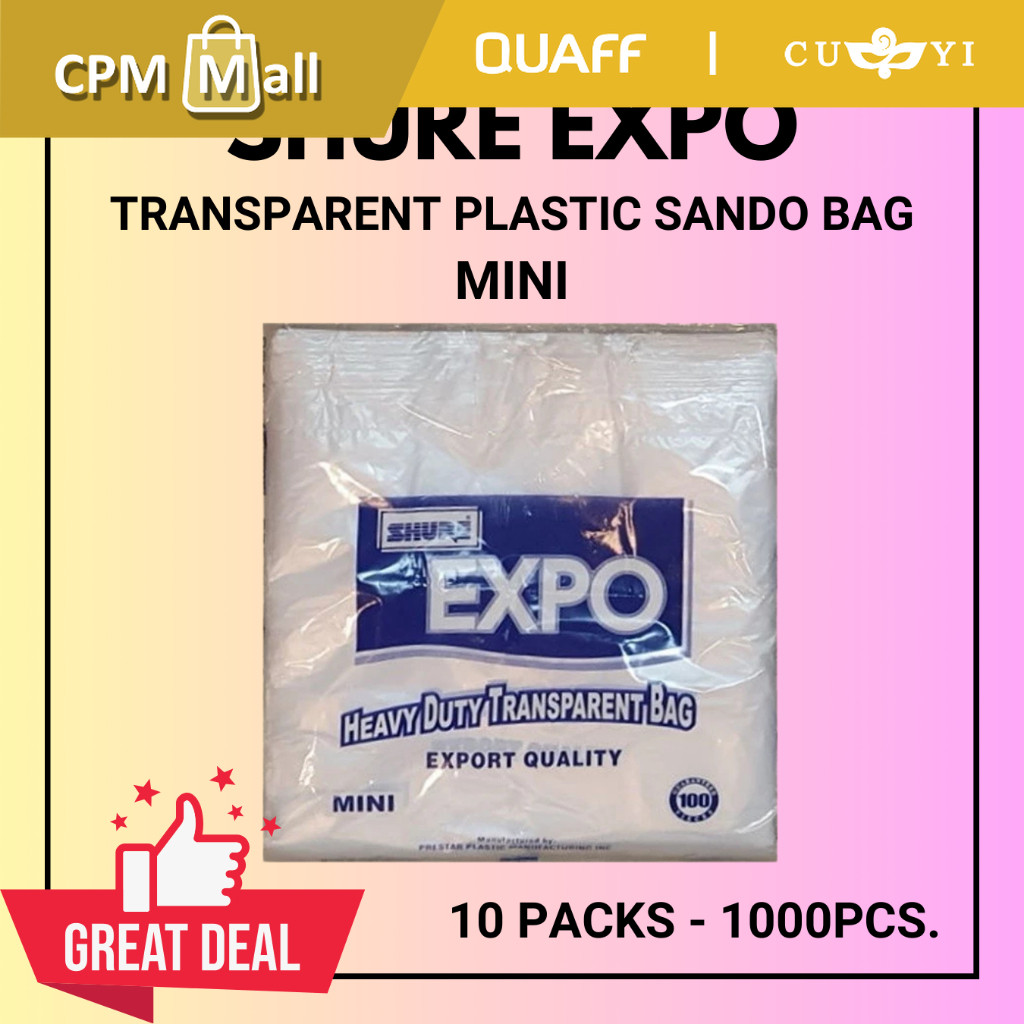 Shure Expo Plastic Transparent Sando Bag Mini 1 Bundle (10 Pack ...
