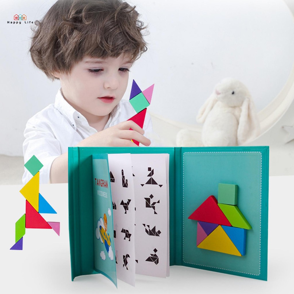 Wooden Magnetic Tangram Puzzle Book Interesting Magnetic Puzzle ...