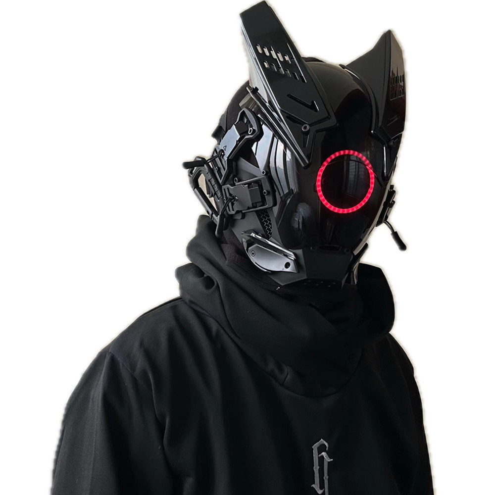 Punk Maske Helm - Futuristisches Cosplay Für Herren & Damen - Techwear Mit Licht Für Halloween & Festivals