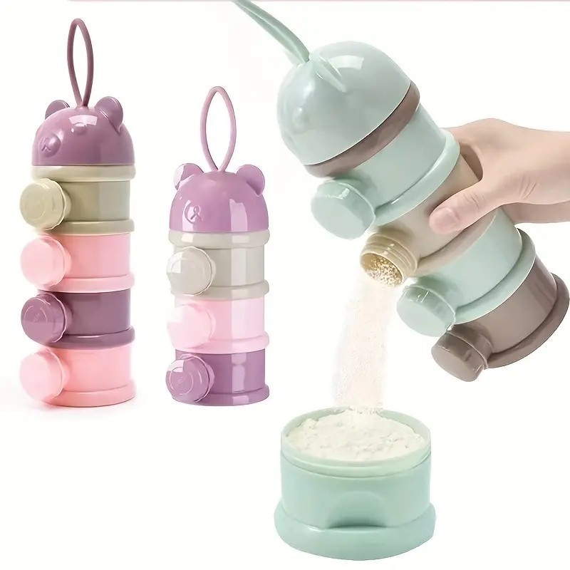 Kids Portable Cartoon Milk Powder Box Three-Layer Divided Snack Storage ...