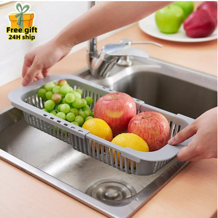 Retractable Kitchen Foldable Sink Drainer Plastic Filter Dish Rack ...