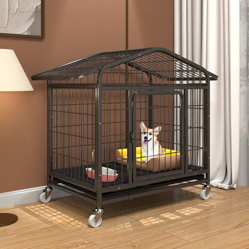 Pet Dog Cage cat cage with Poop Tray Metal Foldable Storage Pet Cage ...