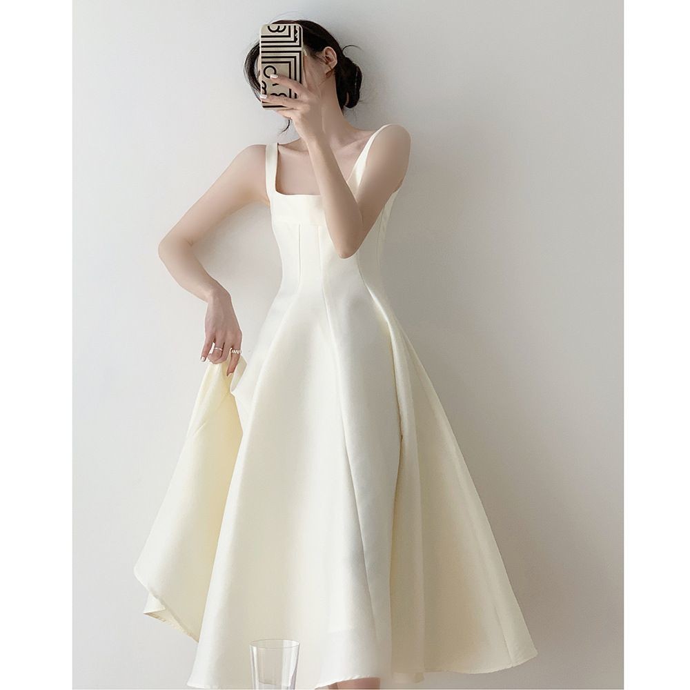 Korean Off White Elegant Civil Wedding Evening Dress Gown 066 | Shopee ...