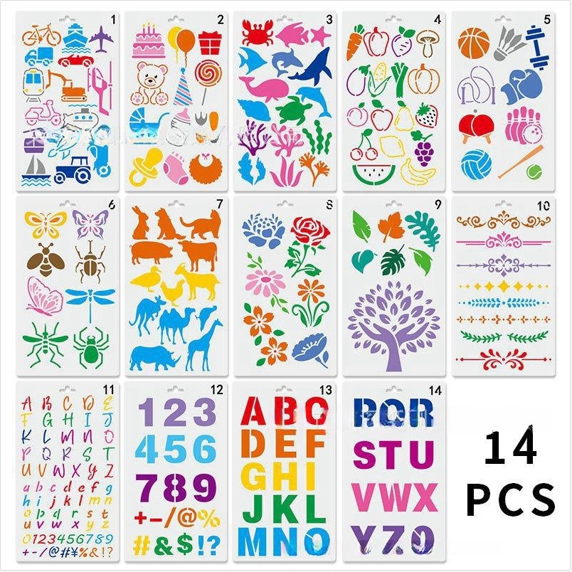 【F】Graffiti template English alphanumeric drawing template hollowed out ...