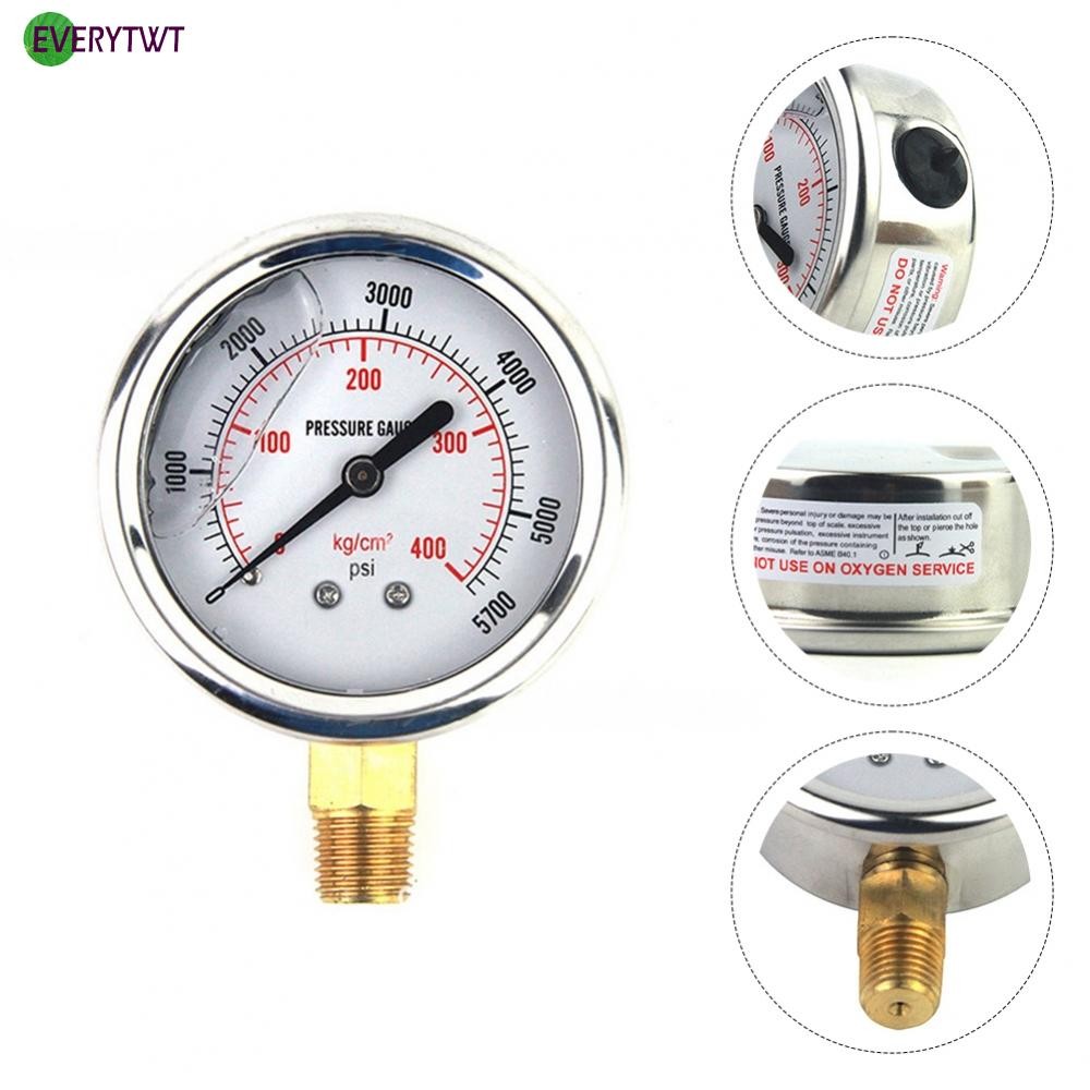 【EVER】Glycerin Filled Hydraulic Oil Pressure Gauge 14 Inch NPT Prevents