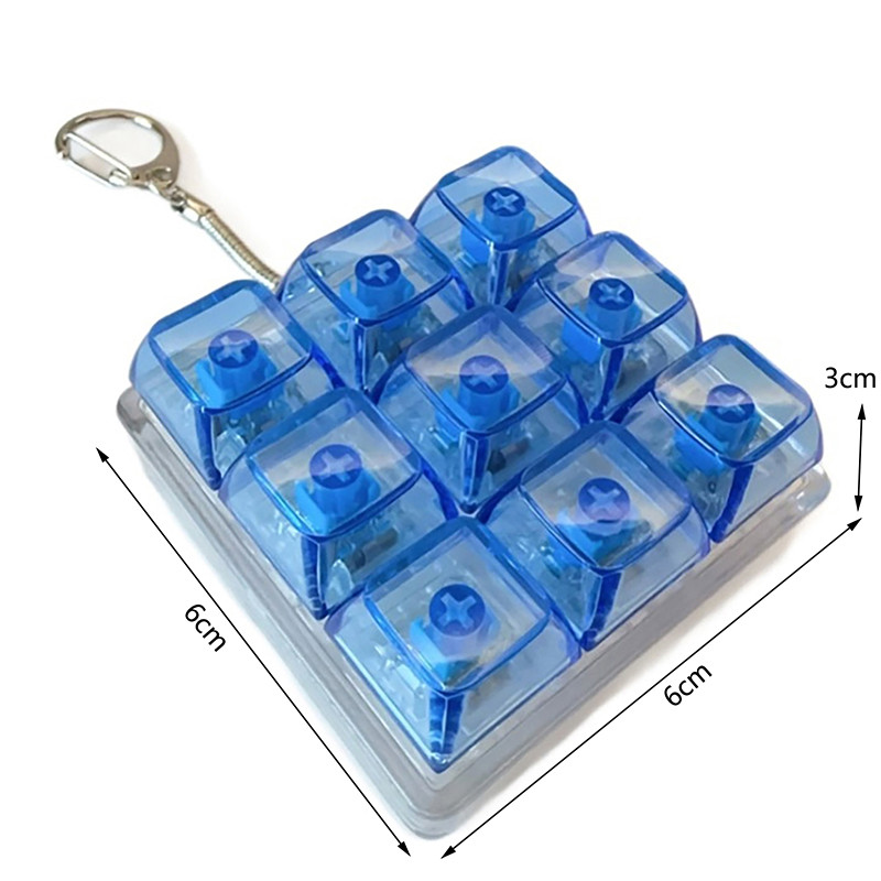 [RT] 9 Keys Keyboard Keycaps Keychain Fidget Toy Anti-Anxiety Point ...