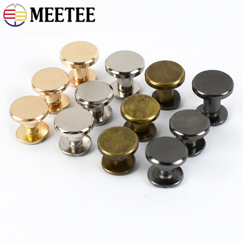 10Pcs Metal Flat Head Button Stud Screw Nail Rivet Leather Belt Buckle ...