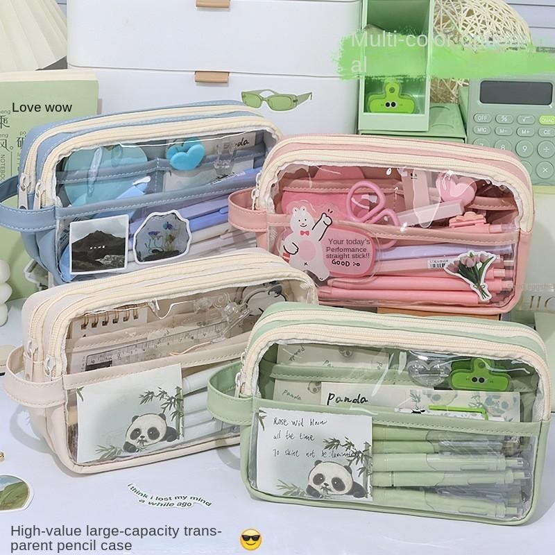 TOPWAVE High Capacity Transparent Pencil Case Visual Large Stationery ...