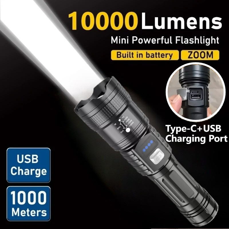 10000 LM Mini Powerful Led Flashlight Xhp50 USB Rechargeable Flash ...