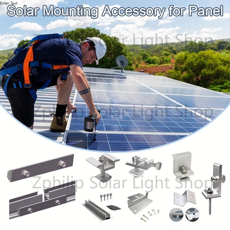 Solar Panel Mounting Accessory for L Foot Mid Clamp End Clamp Z Bracket ...