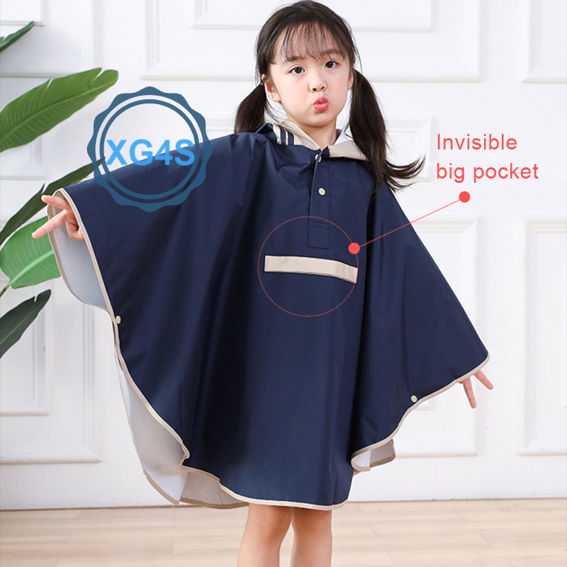 Rain Cape For Kids Waterproof Cloak Rain Suit With Front Pocket For ...