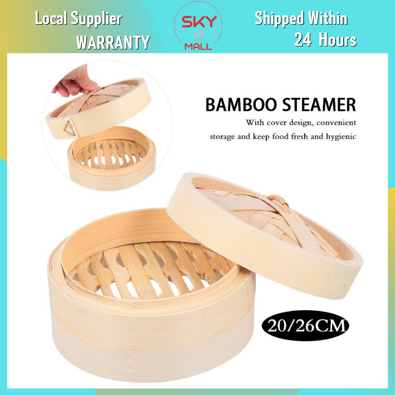 ★YBamboo Steamer With Cover Set Household Steamed Buns Steamers Bamboo