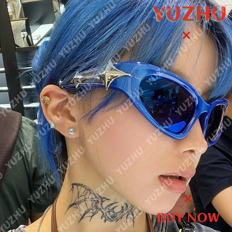 (YUZHU) Retro Cat Eye Y2K Sunglasses for Women Hip Hop Fashion Colorful ...