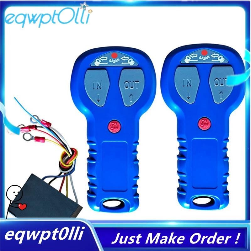 ^eQQ^12V 24V Waterproof Car Wireless Winch Electric Remote Control Blue ...