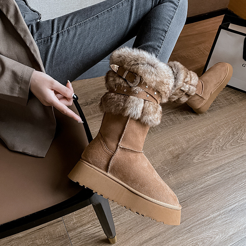 Northeast Snow Boots Women's Winter Fleece Lining Thickened 2024 New