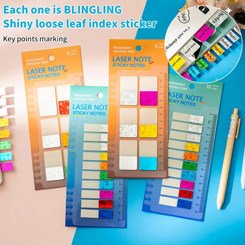 120/200PCS Shiny Color Index Sticky Notes Loose-Leaf Colorful Memo Pad ...
