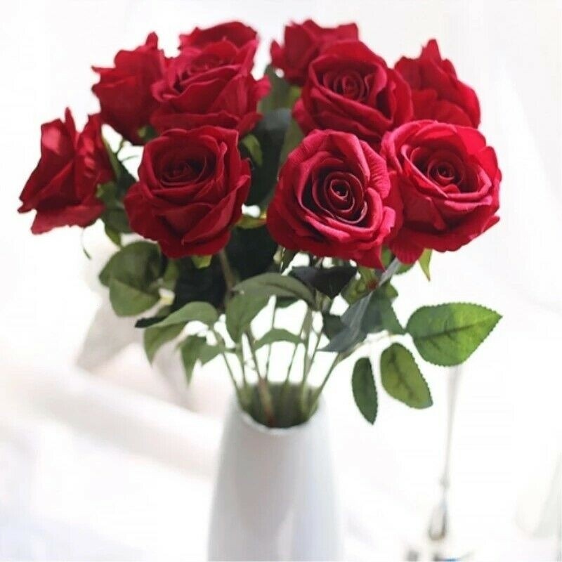 1PCS Rose Red Color HighGrade Artificial Flower Fake Flower for Home