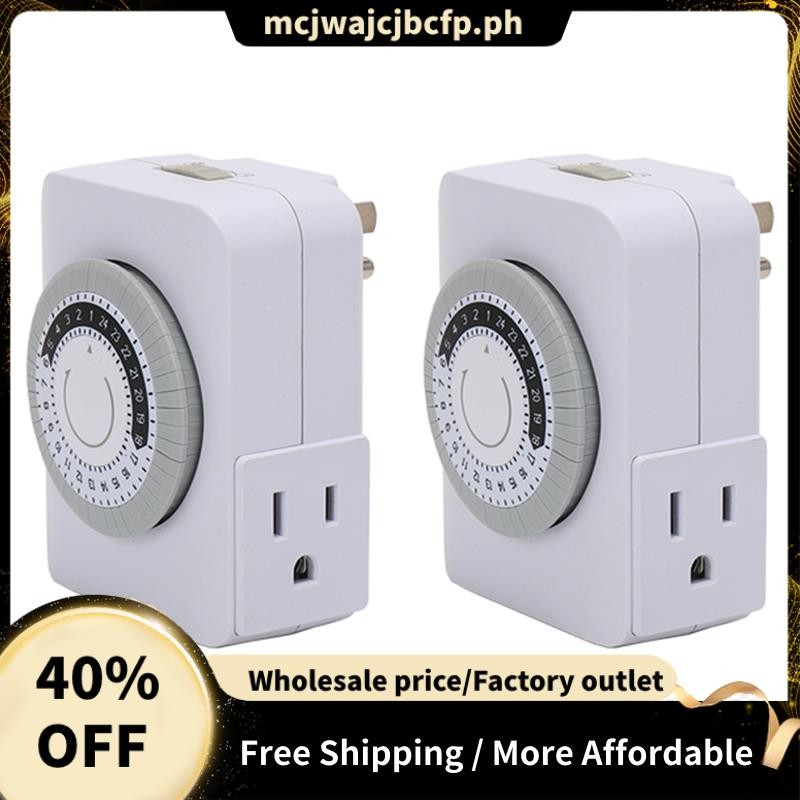 Perfect US Plug, 2Pcs 24-Hour Outlet Timer with 2 Grounded Outlets ...