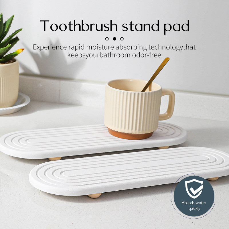 Fast Drying Diatomite Mat Bathroom Absorbent Tray Grooved Surface ...