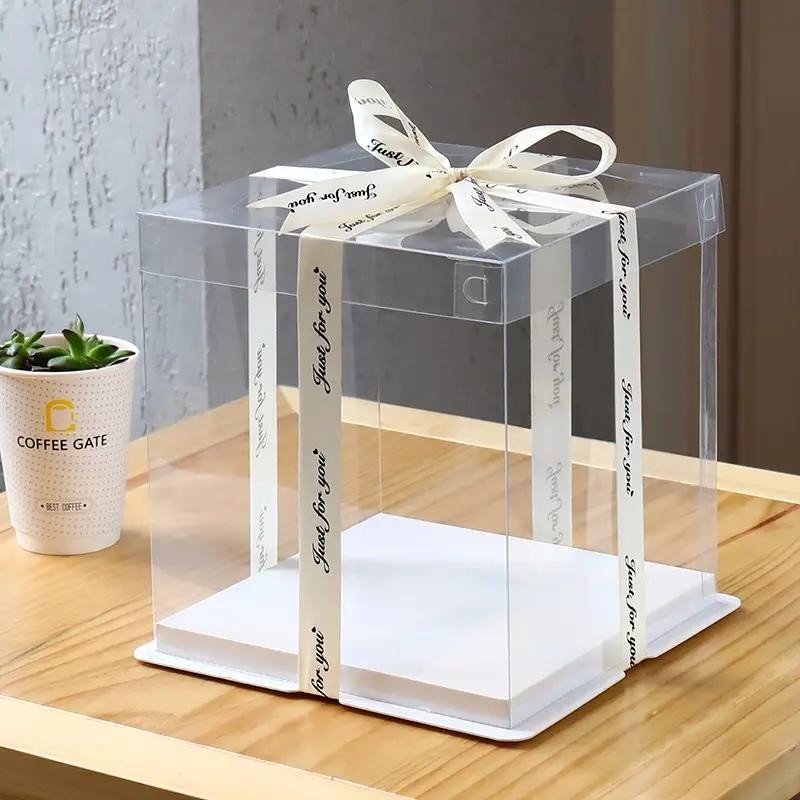 CakeBox Transparent Cake Box 6~12 Ince Square cakeBoxes Birthday Gift ...