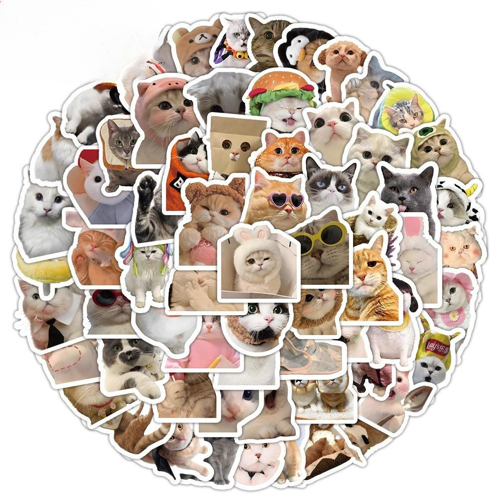 50pcs Realistic Cat Stickers - Waterproof Vinyl Decals for Helmet ...