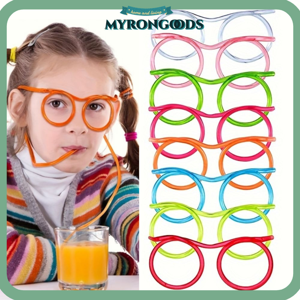 MYRONG Straw Drinking Eyeglasses, PVC Reusable Circulating Straw ...