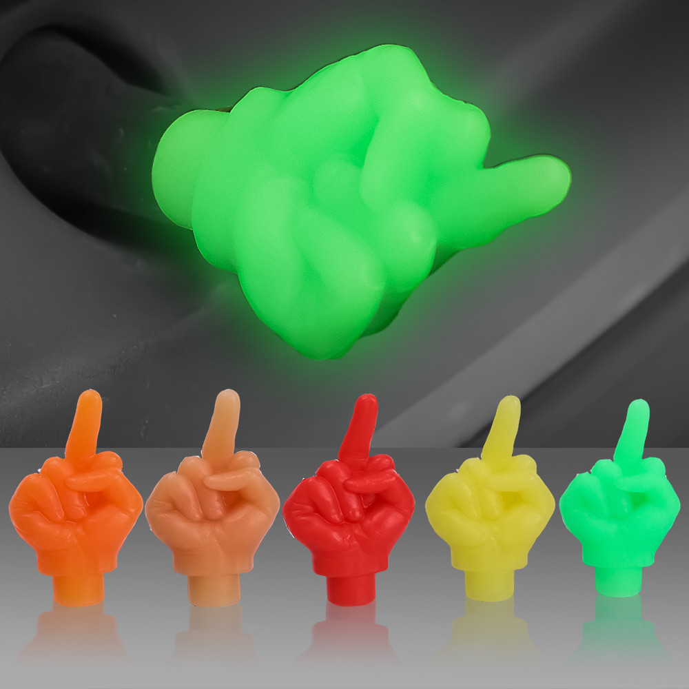 Luminous Tire Valve Cap - Waterproof, Dust Proof - Funny Middle Finger ...