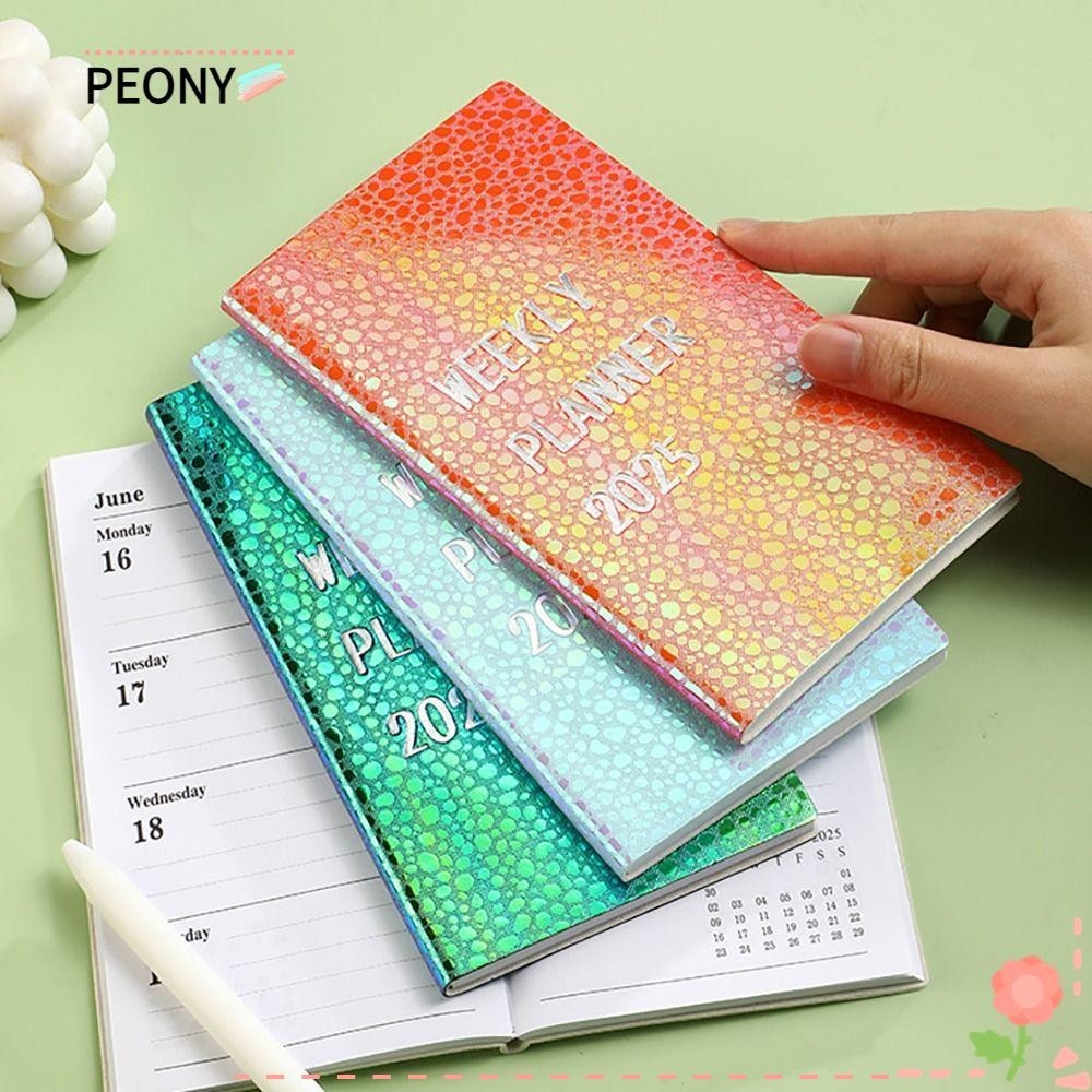 PEONY 2025 Agenda Book, A6 English 2025 Planner Notebook, Minimalist To