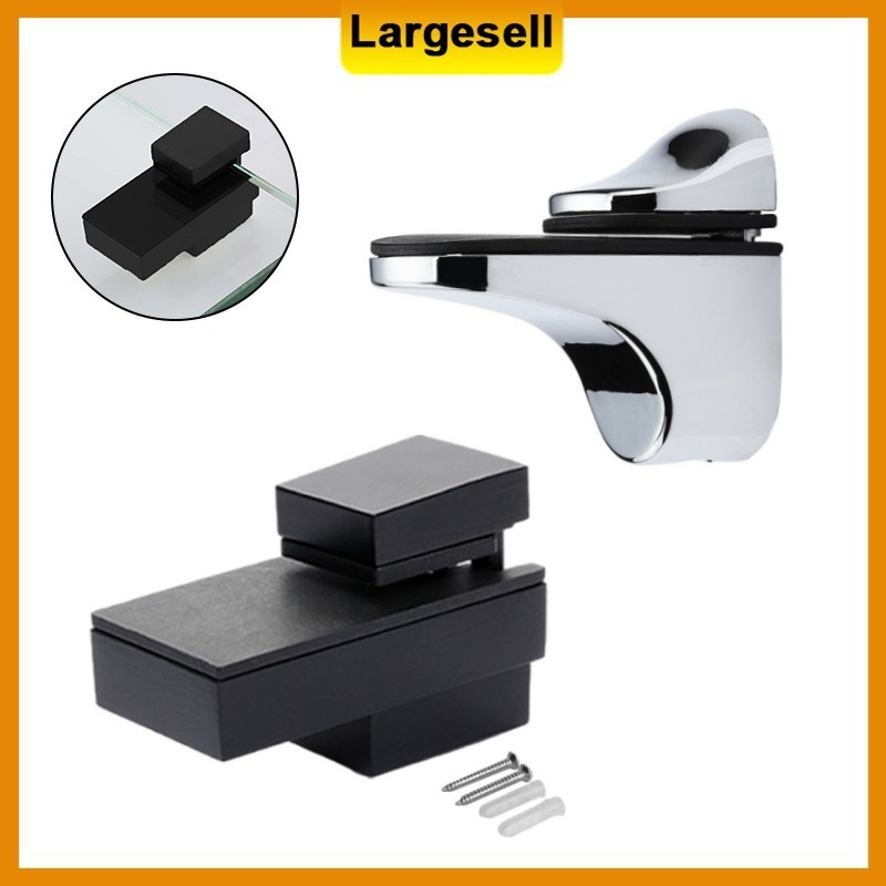 8PCS Adjustable Glass Shelf Brackets - Zinc Alloy Wall Mount Clamps For 5-10mm Glass