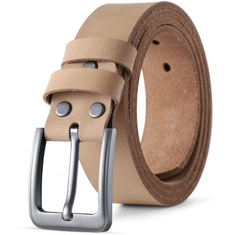 Men Belt Top Layer Cowhide Leather Belt Vintage Design Pin Buckle