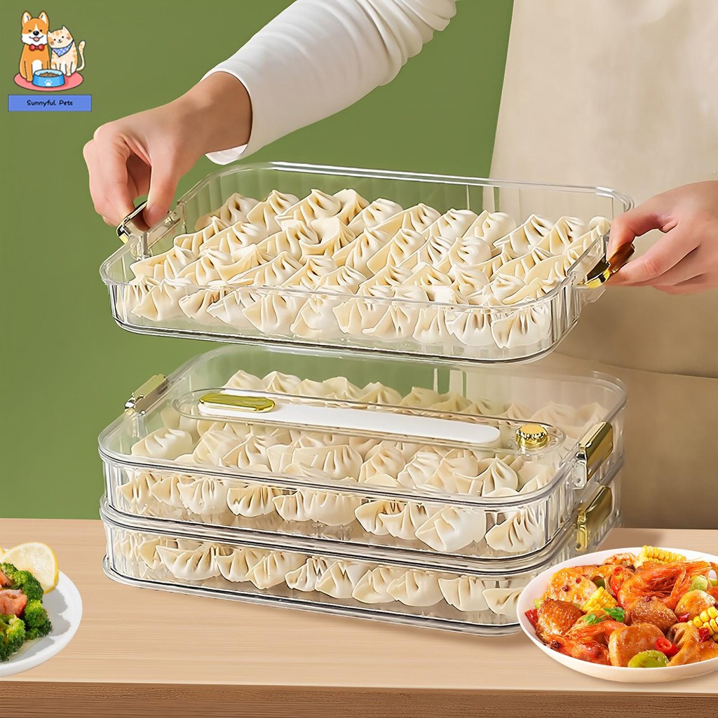 Dumpling Storage Box with Time Recording 3 Layer Refrigerator Dumpling ...