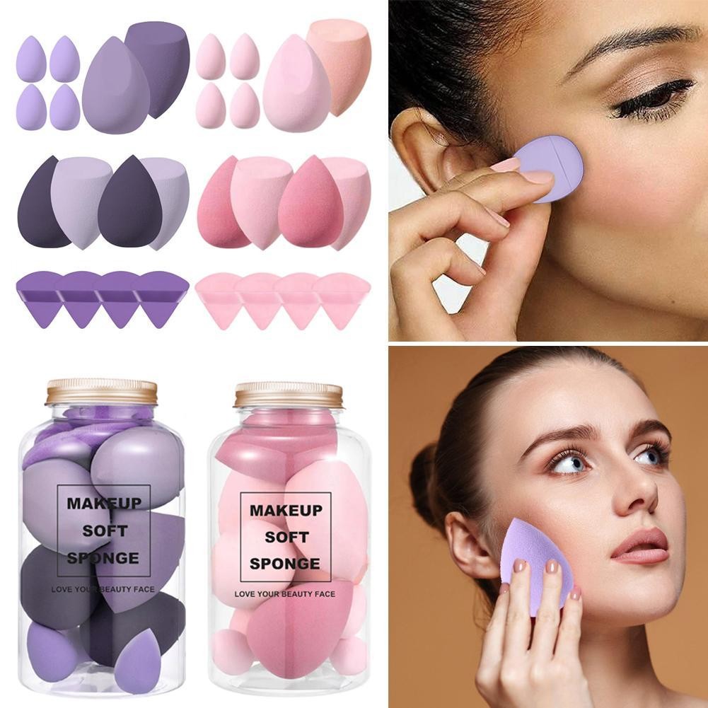 Face Makeup Tool Set With Organizer, Large Beauty Eggs Fan Puffs Mini ...
