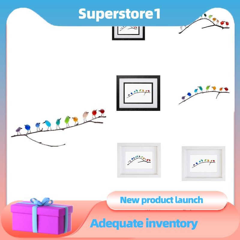 Stained Glass Birds on Branch Desktop Ornaments Sea Glass Birds Shape