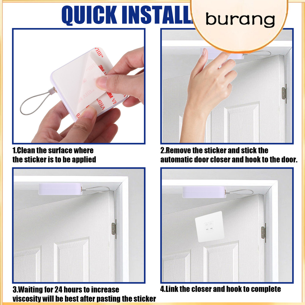 1/2 2pcs ABS Super Tensile Strength PunchFree Automatic Door Closer