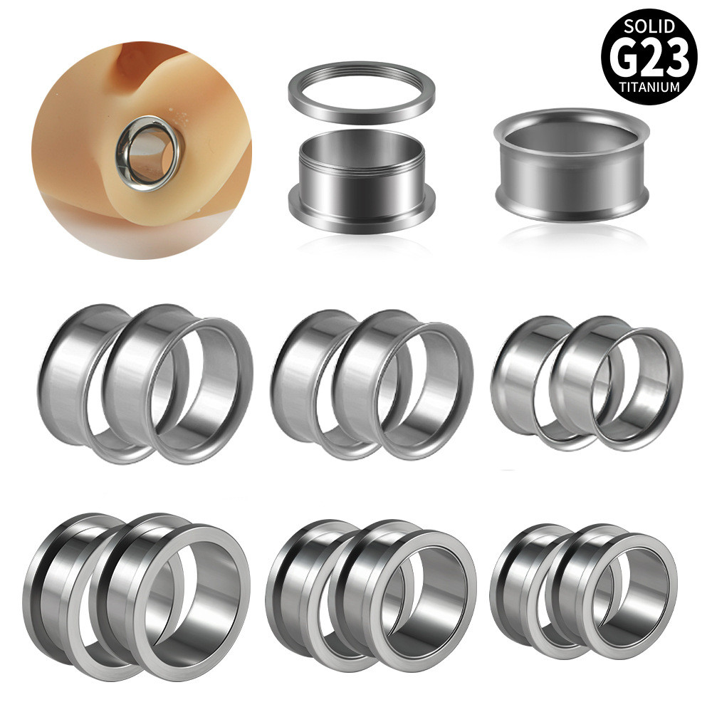 1 Pair G23 Titanium Double Flared External Thread Ear Tunnel Expander ...