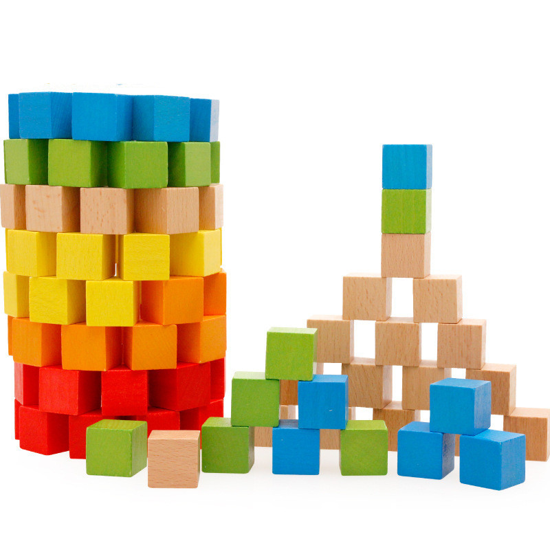 Montessori Wooden Stacking Cubes – Color Sorting and Building Blocks ...