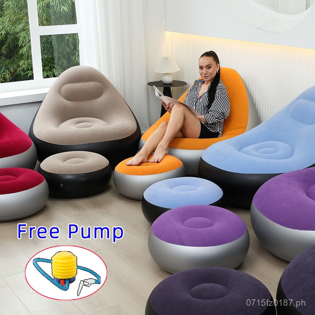 Flocked Recliner Sofa Bed pvc Footrest Strap Outdoor Sofa Chair Lazy ...